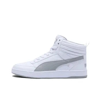 PUMA DRIBBLE Coverage Slip Resistant And Abrasion Resistant Mid Top Skateboard Shoes Unisex White Gray