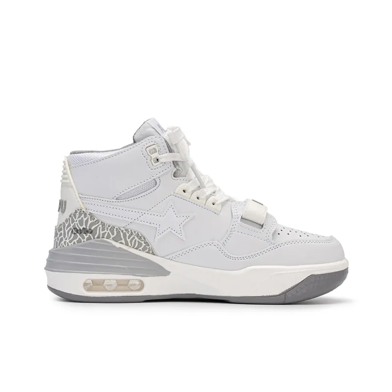 SHUXIAOBEI Coverage Anti Slip And Wear Resistant High Top Skateboard Shoes Unisex White Gray-5
