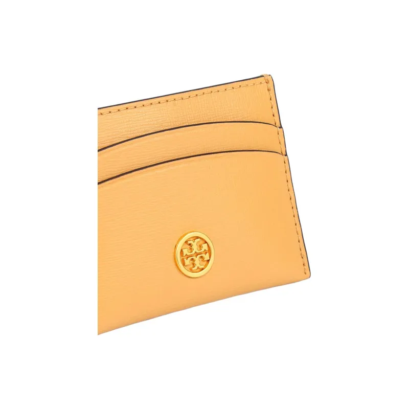 TORY BURCH Robinson Leather Card Holder Women's Light Mango-3