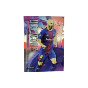 Topps Champions League Crystal Rare Card Spain Barça Barcelona Iniesta Little White Player Card Pass Sports Cards 1 Pc