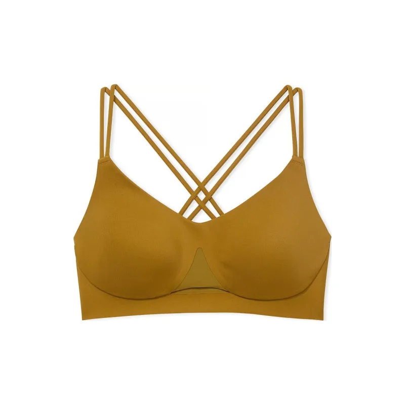Victoria's Secret VSX VSX Elevate Strappy-Comfort Sports Bra /Fern Bra Women's Ginger Yellow-0