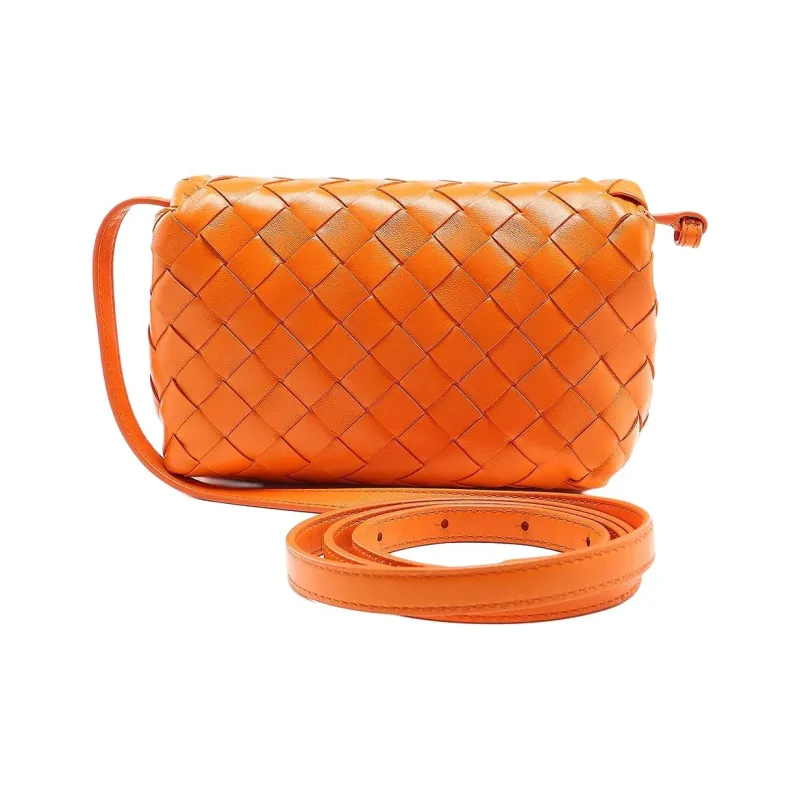 Bottega Veneta Lambskin Shoulder Bag, Crossbody Bag Women's Orange-2