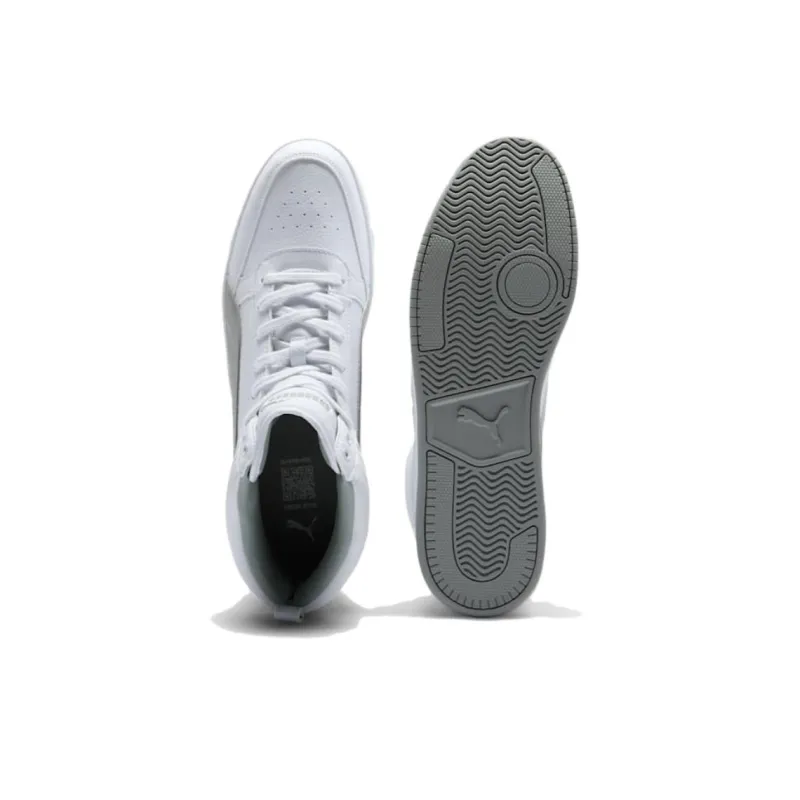 PUMA DRIBBLE Coverage Slip Resistant And Abrasion Resistant Mid Top Skateboard Shoes Unisex White Gray-4