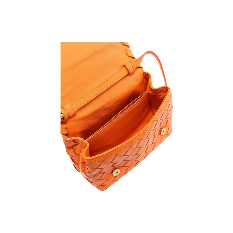 Bottega Veneta Lambskin Shoulder Bag, Crossbody Bag Women's Orange-3