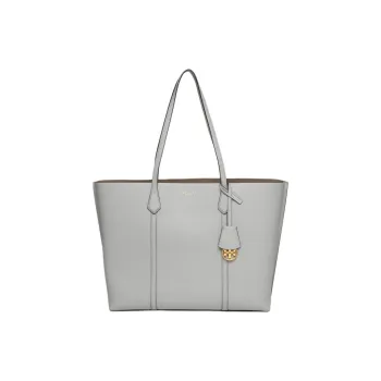 TORY BURCH Perry Grain Leather Tote Bag, Shopping Bag, Handbag Women's Feather Gray