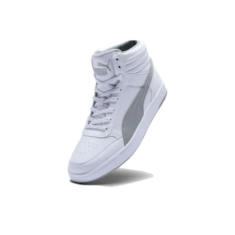 PUMA DRIBBLE Coverage Slip Resistant And Abrasion Resistant Mid Top Skateboard Shoes Unisex White Gray-3