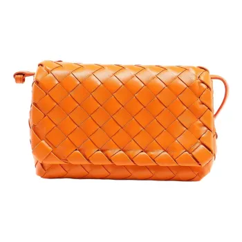 Bottega Veneta Lambskin Shoulder Bag, Crossbody Bag Women's Orange