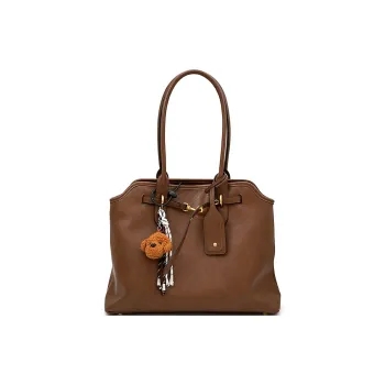 Vigno Synthetic Leather Tote Shoulder Bag Regular Women's Yellow Brown/Black/Coffee