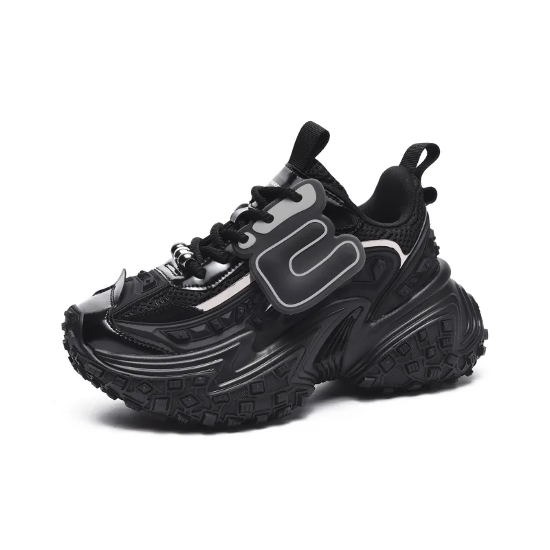 EstherShop Anti-Slip And Wear-Resistant Height Increasing Low-Top Chunky Sneakers Unisex Black-2