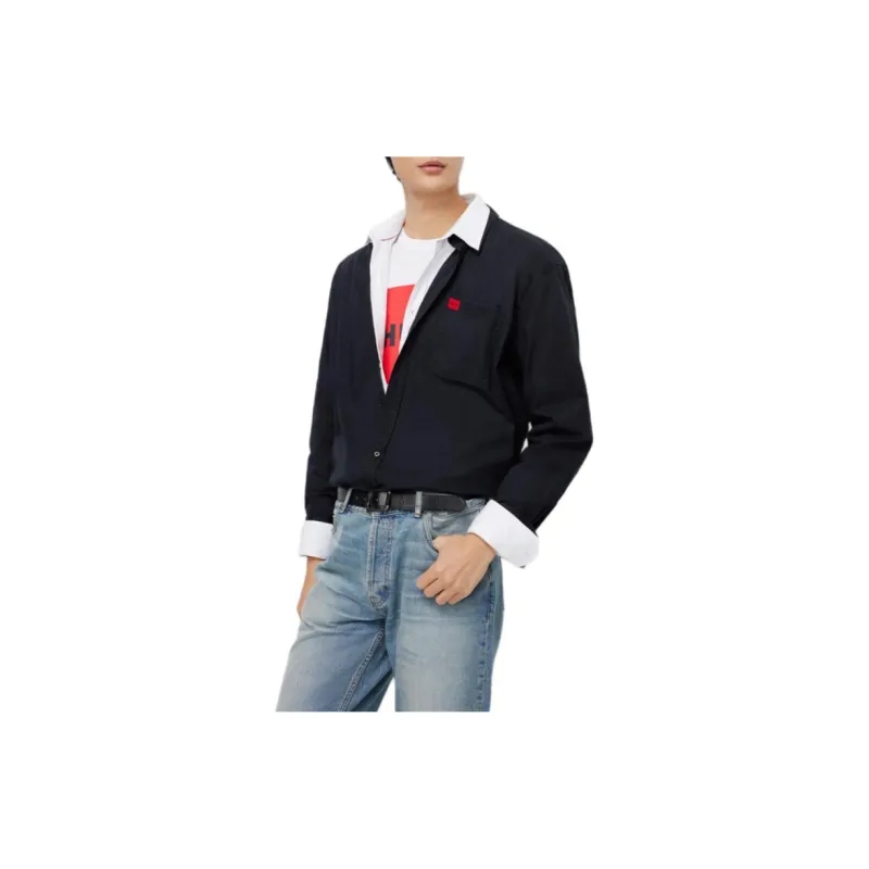 Hugo Logo appliqué Cotton Shirt-2