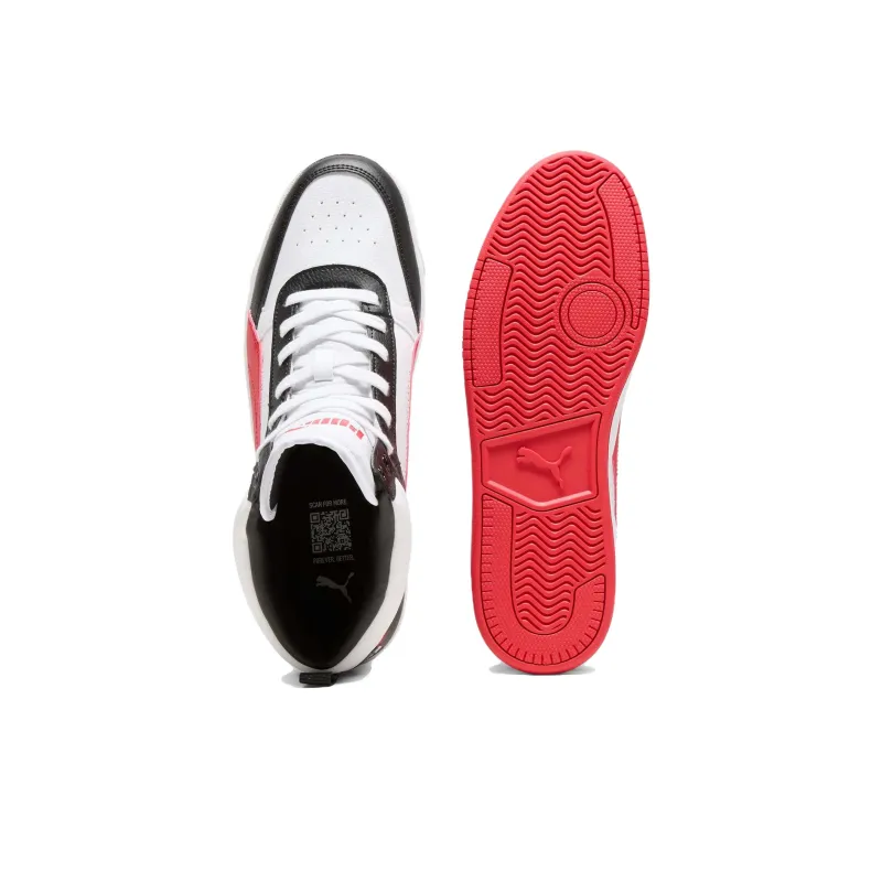 PUMA DRIBBLE Anti Slip Wear Resistant Mid Top Skateboard Shoes Unisex White Red Black-3