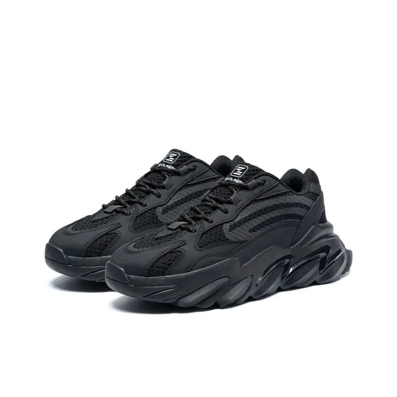 ZHR Black Warrior Cushioning Anti-Slip And Wear-Resistant Height Increasing Low-Top Chunky Sneakers Men's-1