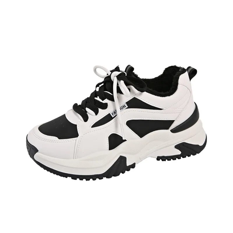 M.M Party Cushioned Wear Resistant Warm Low Top Chunky Sneakers Women's-0