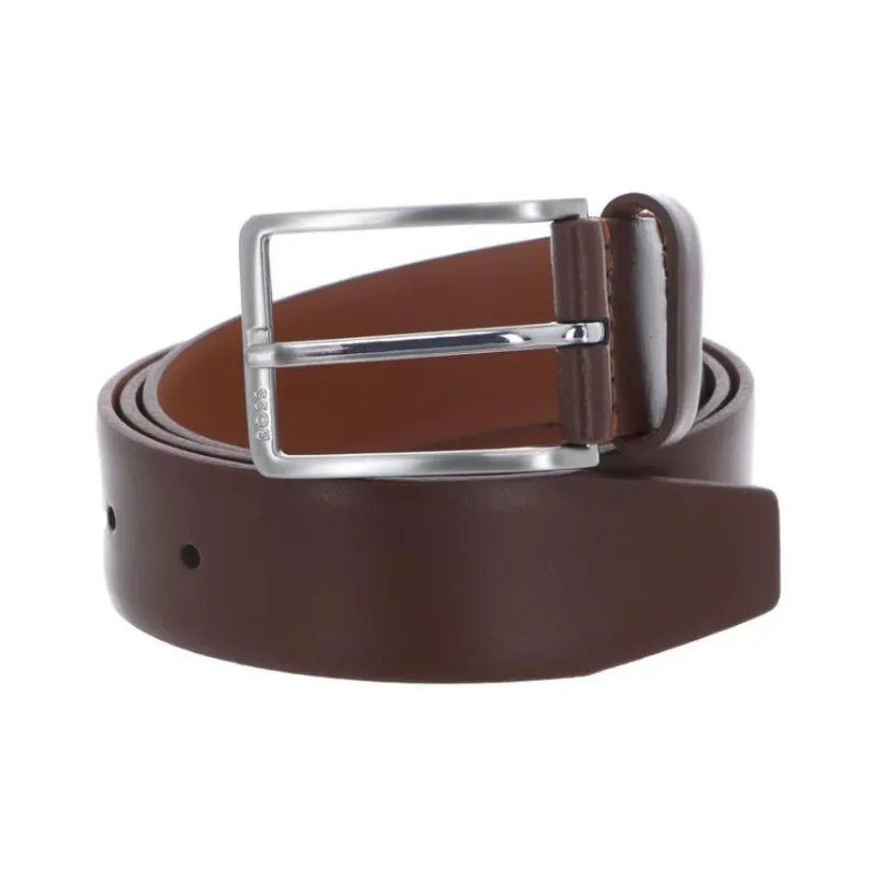 HUGO BOSS Leather Belts Men's Brown Width 3.5CM-1
