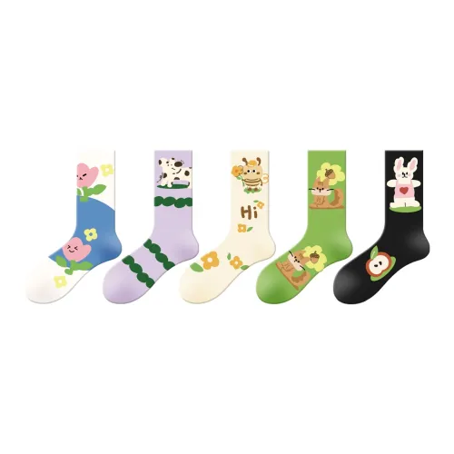DJUNGLE Mid Calf Socks Women's 5 Pack