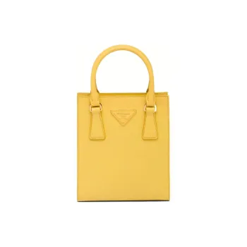 PRADA Saffiano Leather Shoulder Crossbody Handbag Women's Yellow