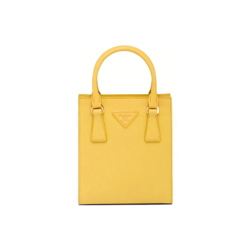 PRADA Saffiano Leather Shoulder Crossbody Handbag Women's Yellow-0