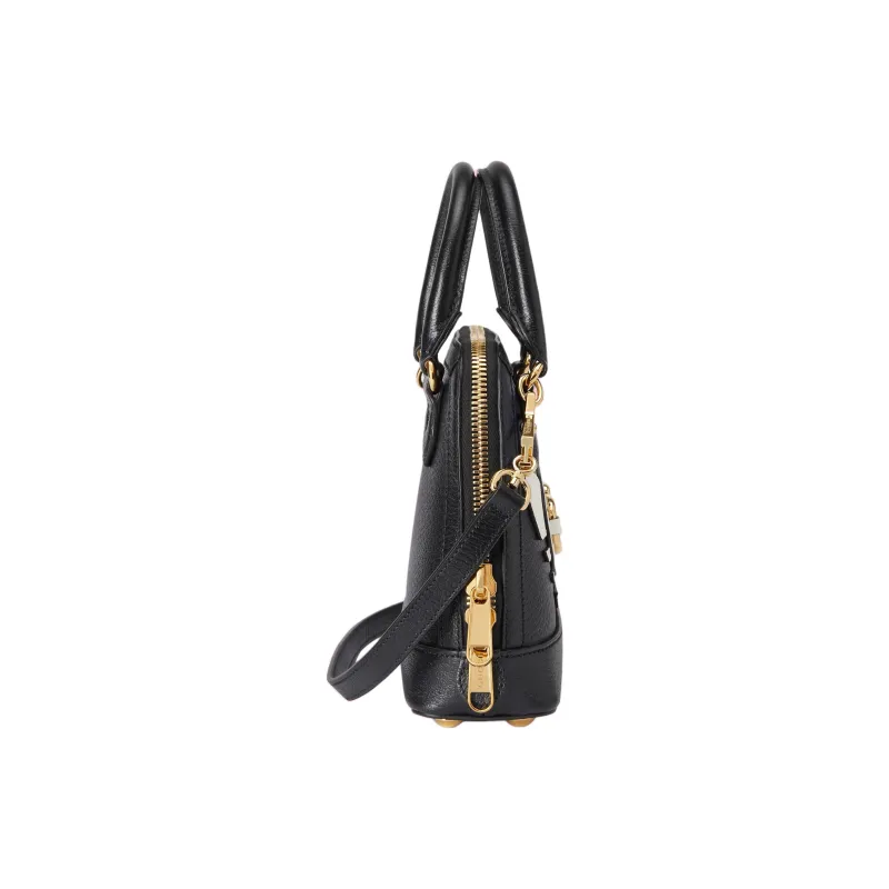 GUCCI Adidas Collaboration Leather Shoulder Bag Crossbody Bag Handbag Mini Women's Black-3