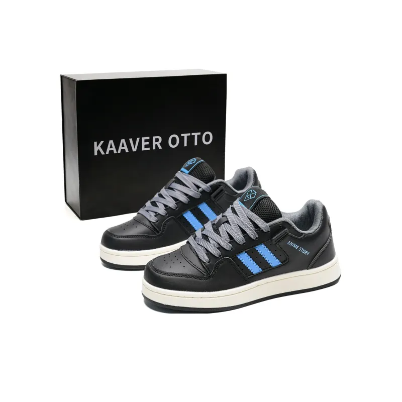 KAAVER OTTO Wear-Resistant Low-Top Skateboard Shoes Unisex White Blue-19