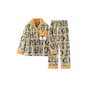 Maultiay Pajama Set Fall Winter Unisex Khaki