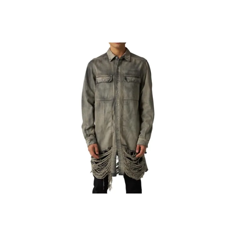 Rick Owens DRKSHDW Frayed Distressed effect Denim Jacket-4