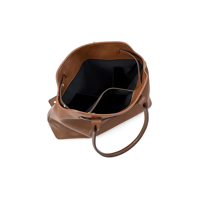 Vigno Synthetic Leather Tote Shoulder Bag Regular Women's Yellow Brown/Black/Coffee-19