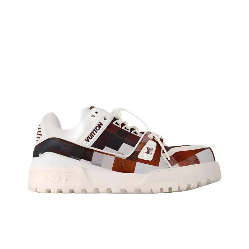 LOUIS VUITTON Trainer Maxi Low Top Skateboard Shoes Unisex Chestnut Brown-1