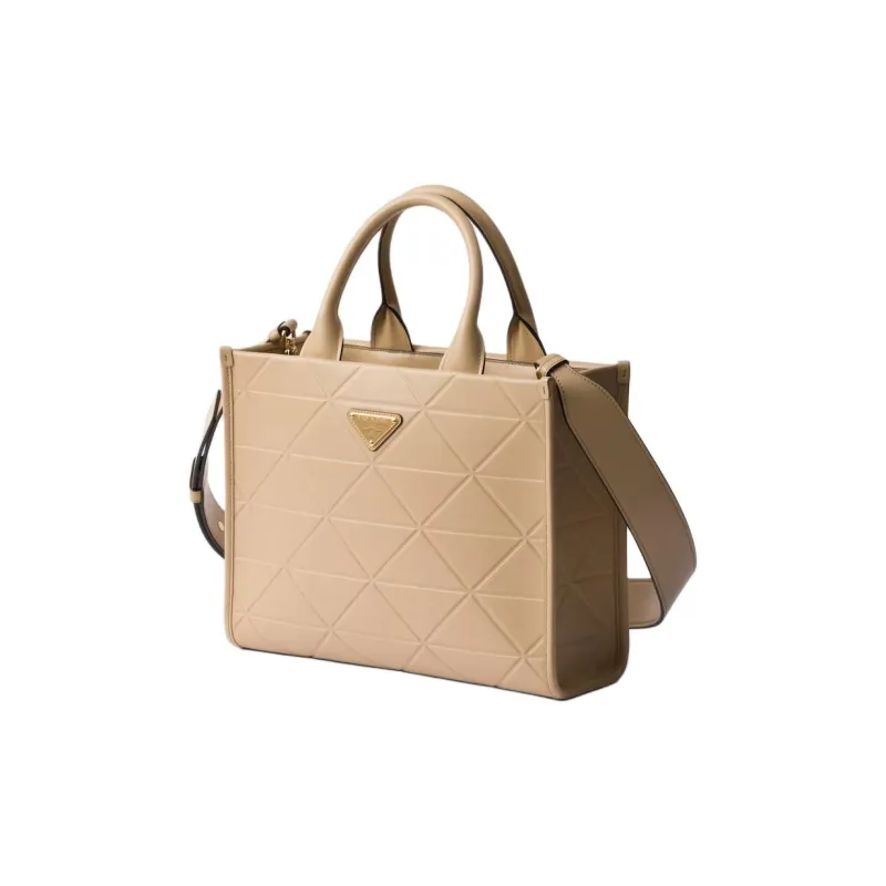 PRADA Symbole Leather Shoulder Bag, Crossbody Bag, Handbag Medium Size Women's Sandy Beige-1