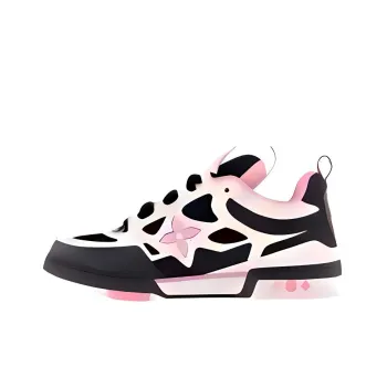 LOUIS VUITTON Skate Low Top Skateboard Shoes Men's Black White Pink