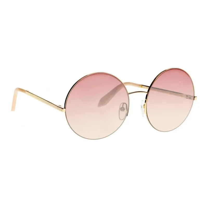 Victoria Beckham Alloy Metal Round Sunglasses Women's Gold-2