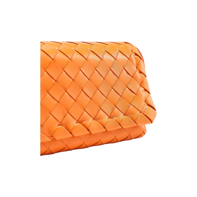 Bottega Veneta Lambskin Shoulder Bag, Crossbody Bag Women's Orange-4