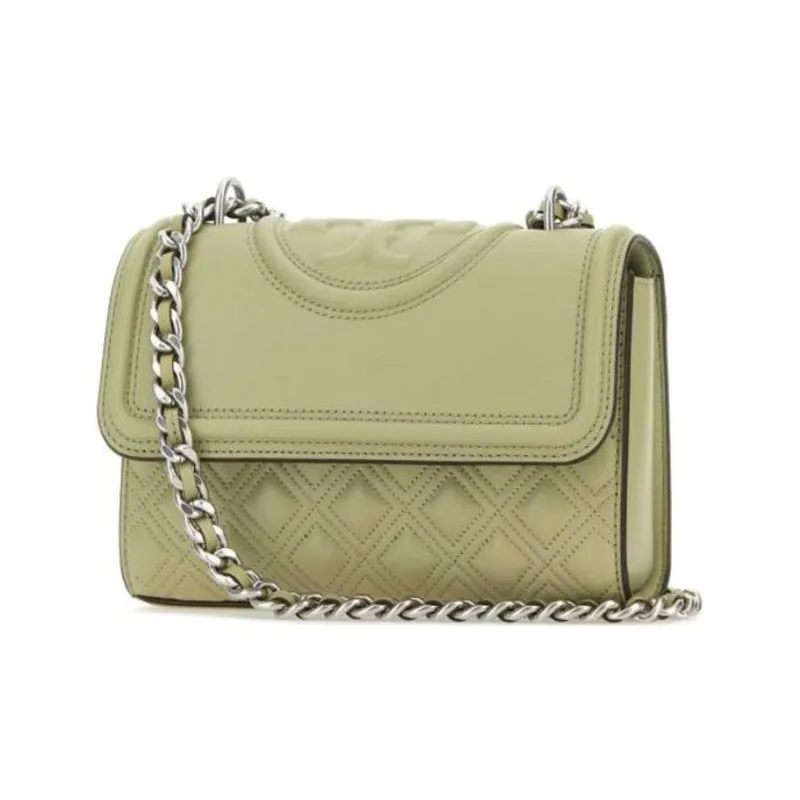 TORY BURCH Fleming Leather Crossbody Bag, Shoulder Bag Trumpets Women's Olive Green-2