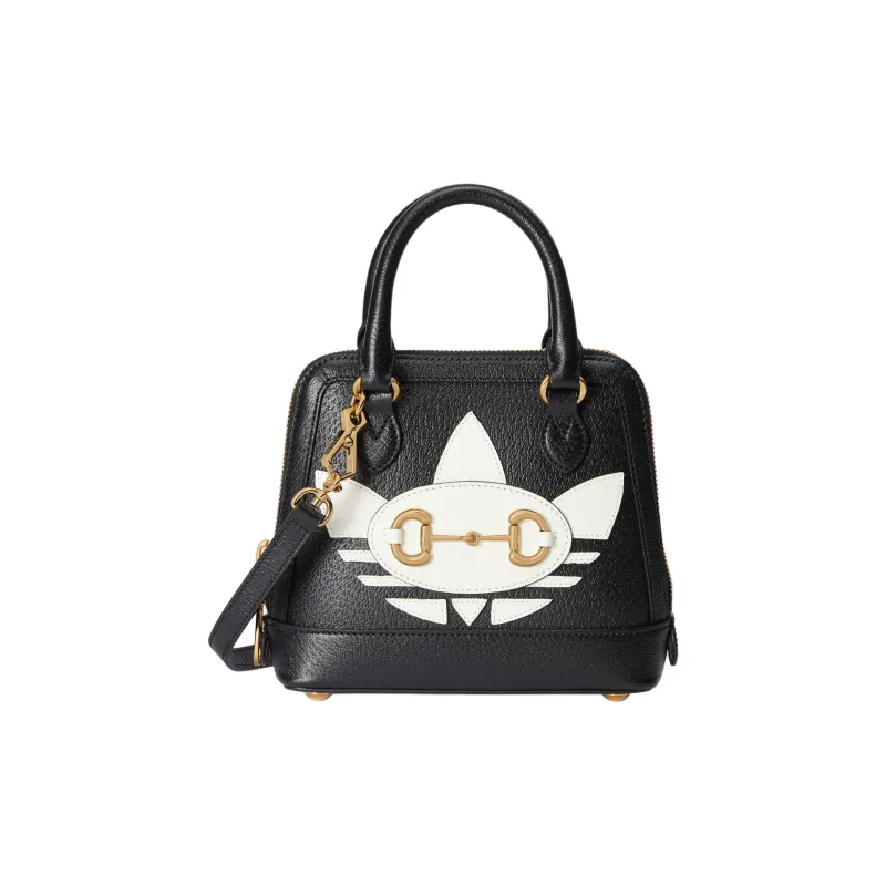 GUCCI Adidas Collaboration Leather Shoulder Bag Crossbody Bag Handbag Mini Women's Black-0