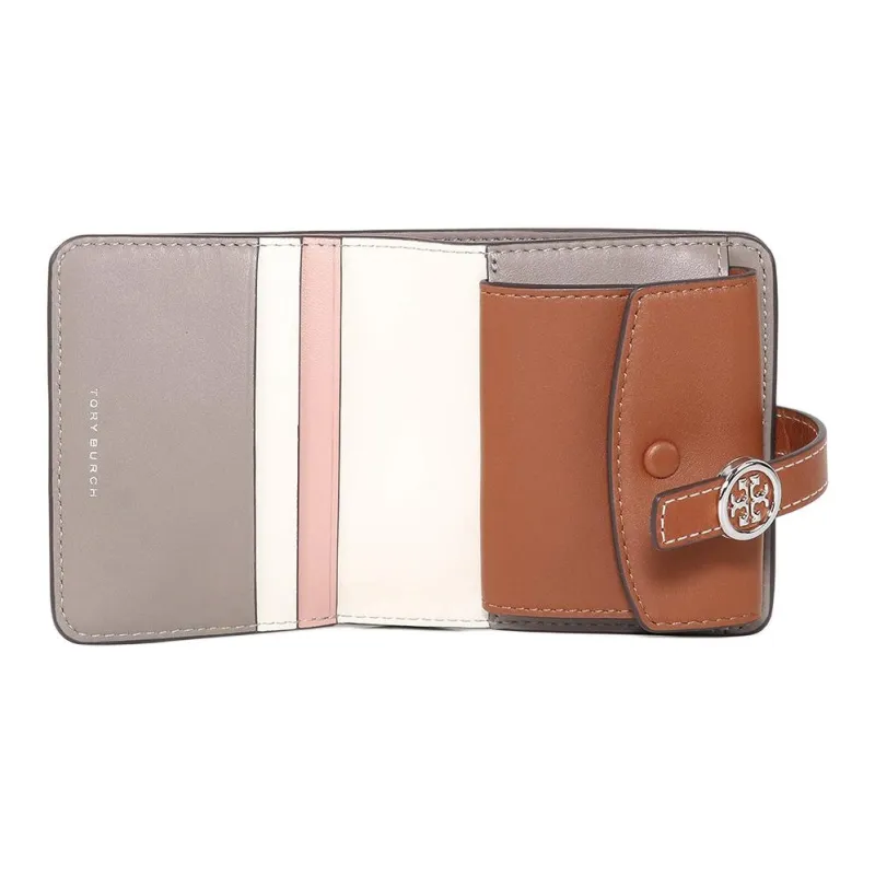 TORY BURCH Robinson Litchi Grain Leather With Calfskin Wallet Mini Women's Heron Gray-3