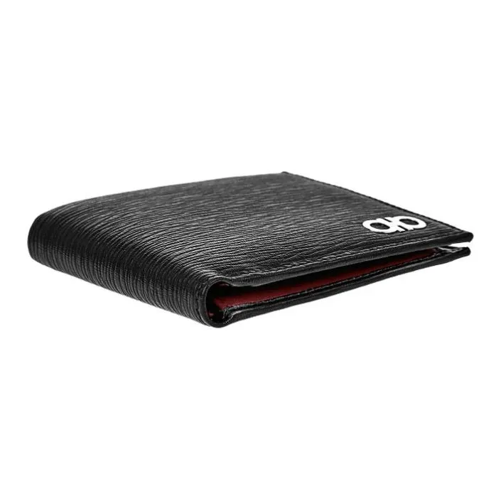 FERRAGAMO Cow Leather Coin Purse Wallet Men's Black Red-4
