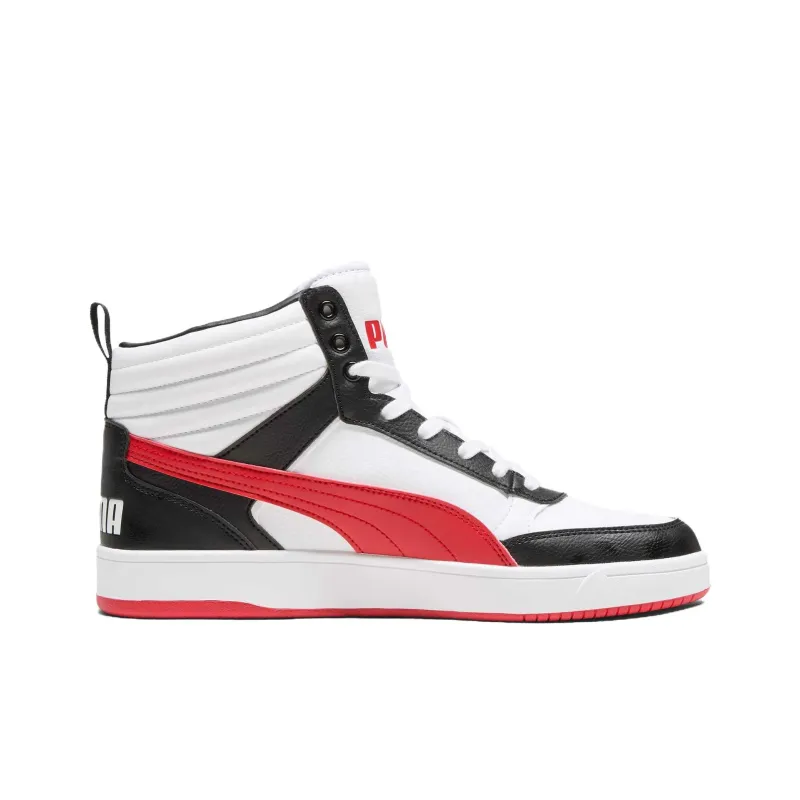 PUMA DRIBBLE Anti Slip Wear Resistant Mid Top Skateboard Shoes Unisex White Red Black-1