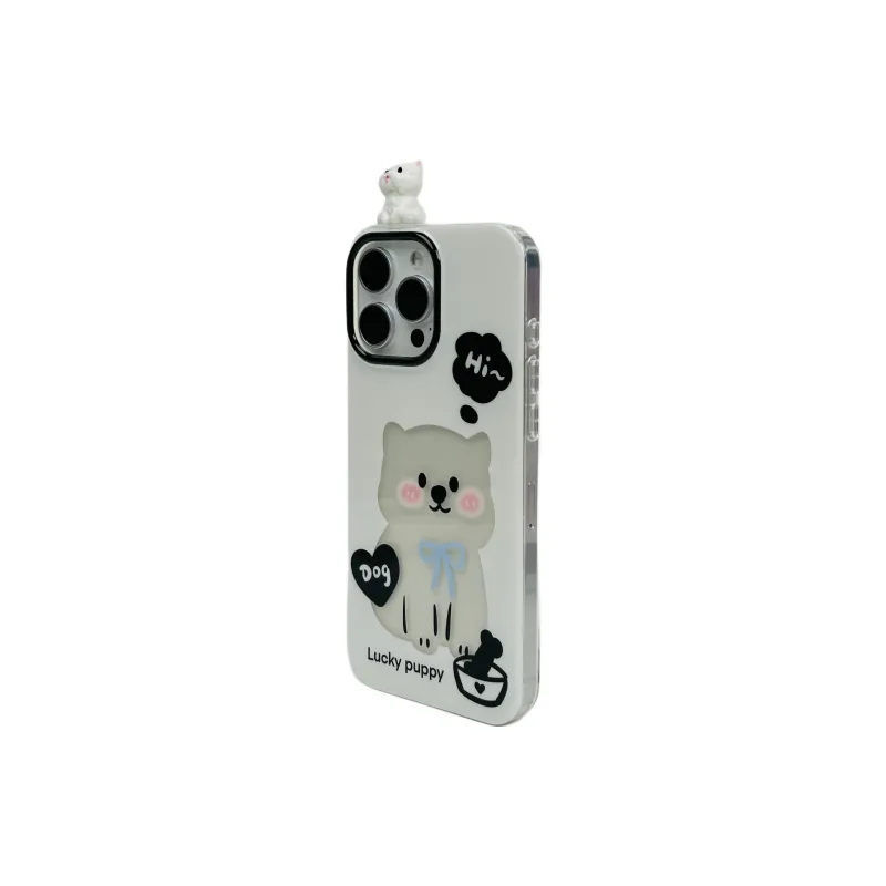 Wei Xin Acrylic Material Cut Out Puppy Phone Cases Compatible With IPhone 16/15 Pro Max/Apple 13/14 Pro Max/12-2