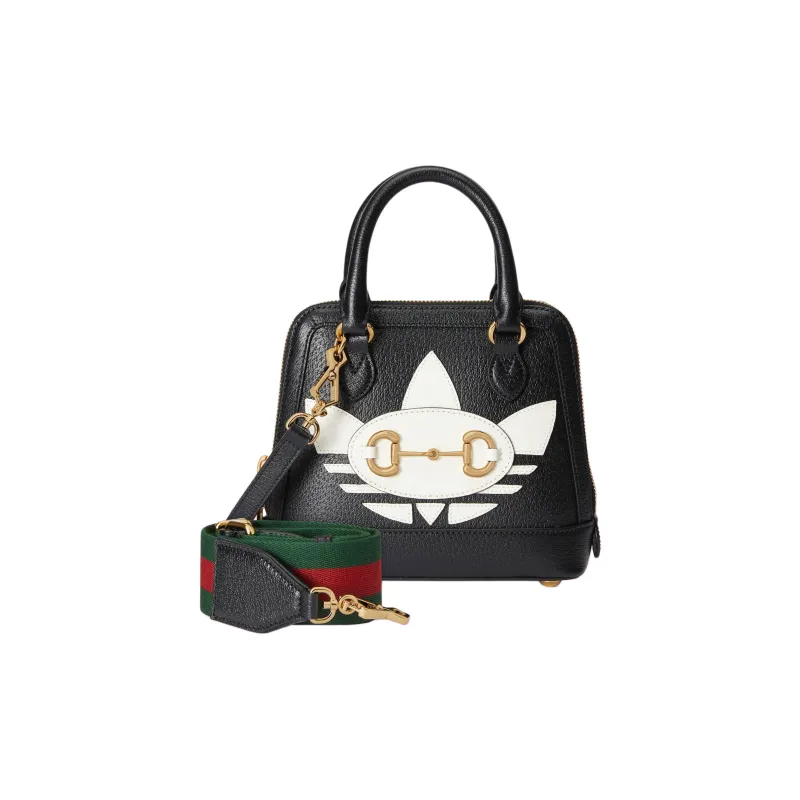 GUCCI Adidas Collaboration Leather Shoulder Bag Crossbody Bag Handbag Mini Women's Black-1