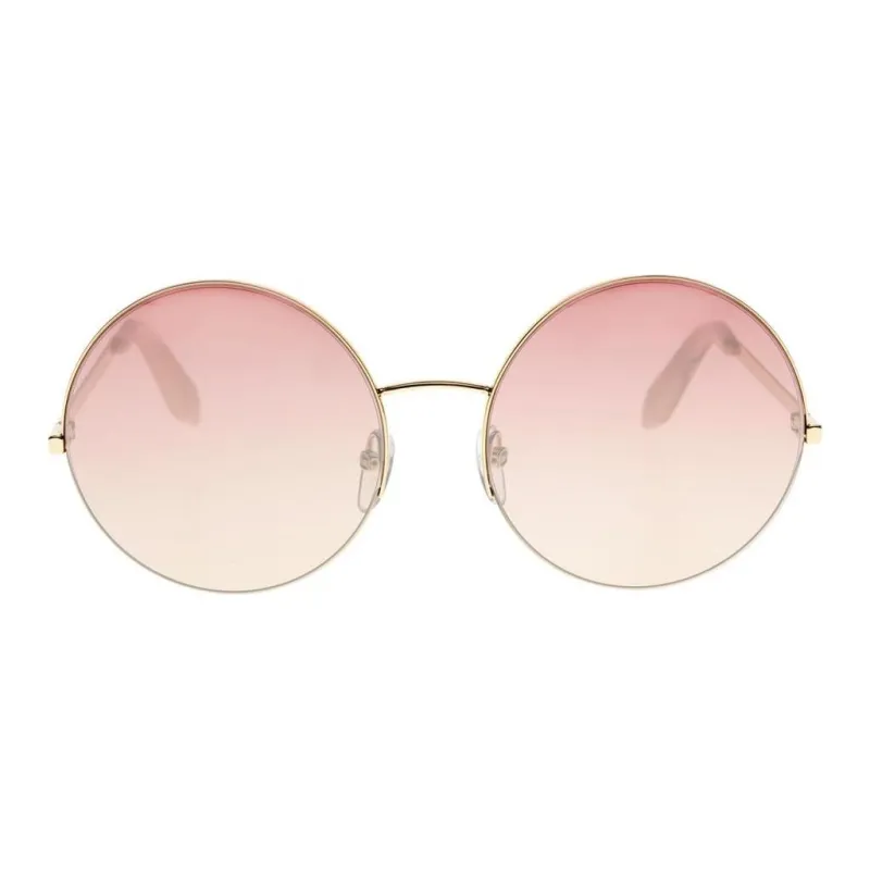 Victoria Beckham Alloy Metal Round Sunglasses Women's Gold-1