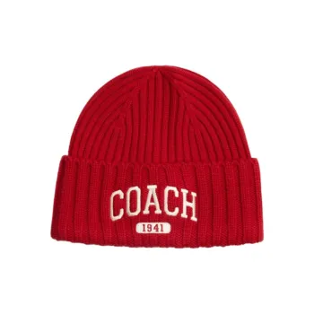 COACH Merino Wool Beanies Unisex Red