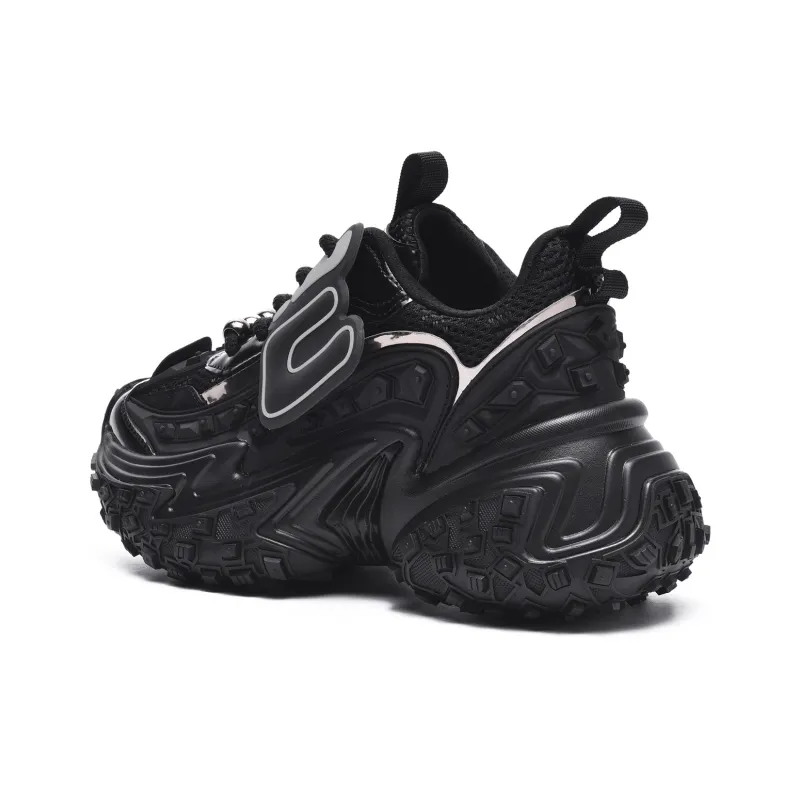 EstherShop Anti-Slip And Wear-Resistant Height Increasing Low-Top Chunky Sneakers Unisex Black-3