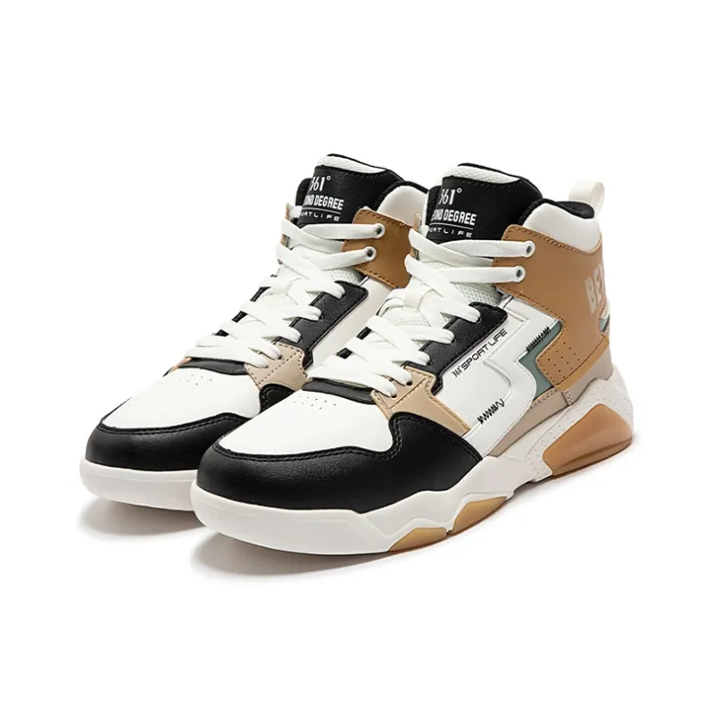 361° Anti Slip And Wear Resistant Warm High Top Casual Shoes Men's Black White Brown-2