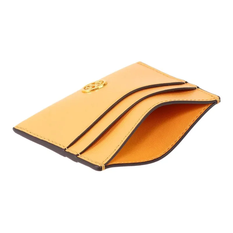 TORY BURCH Robinson Leather Card Holder Women's Light Mango-2