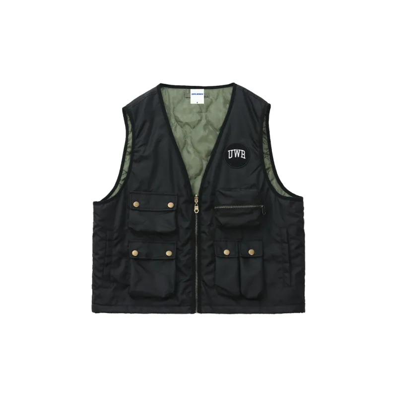 UNTILWERICH Padded Puffer Jacket Coat Thickened Pilot Air Force Baseball Jacket Unisex 2-Piece Set Black-2