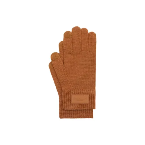 COACH Milu Wool Knit Gloves Unisex Orange