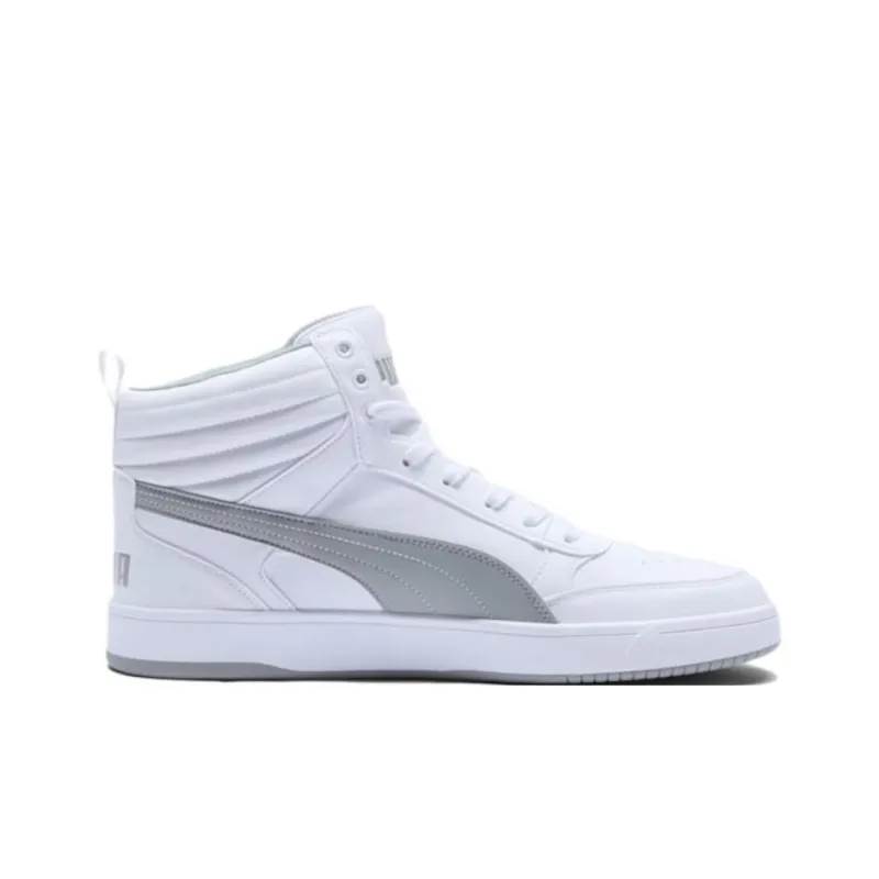 PUMA DRIBBLE Coverage Slip Resistant And Abrasion Resistant Mid Top Skateboard Shoes Unisex White Gray-1