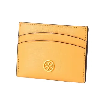 TORY BURCH Robinson Leather Card Holder Women's Light Mango