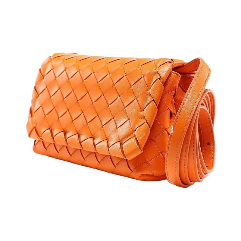 Bottega Veneta Lambskin Shoulder Bag, Crossbody Bag Women's Orange-1