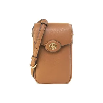 TORY BURCH Robinson Grain Leather Cell Phone Pouch, Shoulder Bag, Crossbody Bag Women's Brown