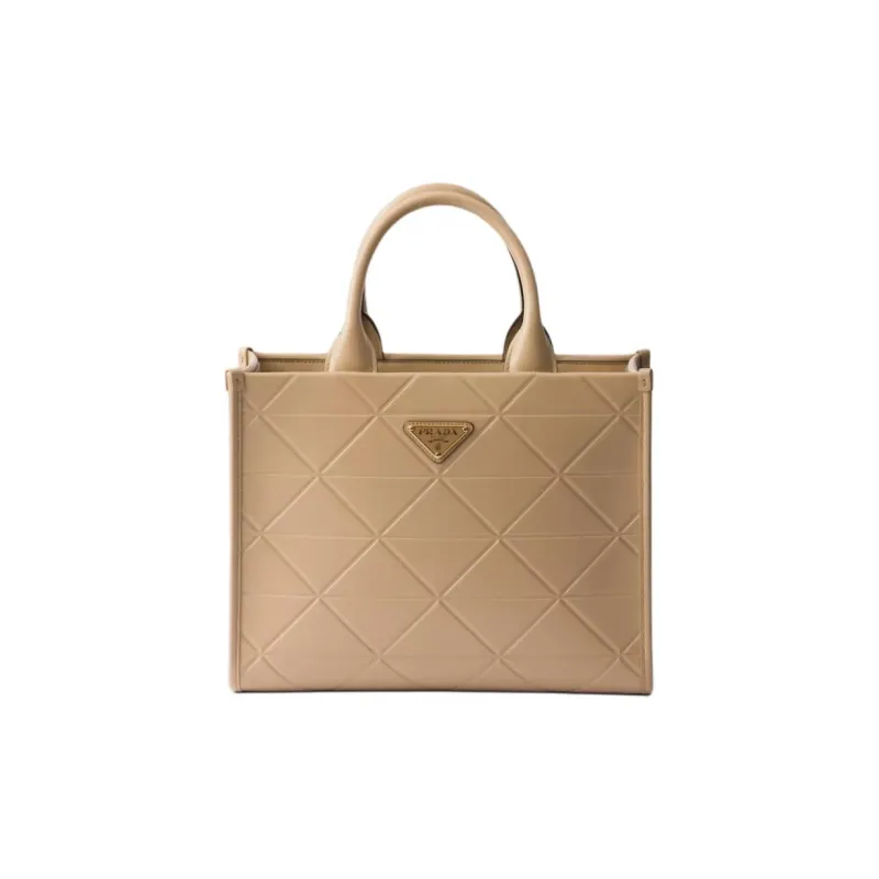 PRADA Symbole Leather Shoulder Bag, Crossbody Bag, Handbag Medium Size Women's Sandy Beige-0